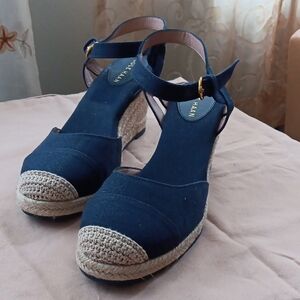 Cole Haan Navy Espadrille Wedges